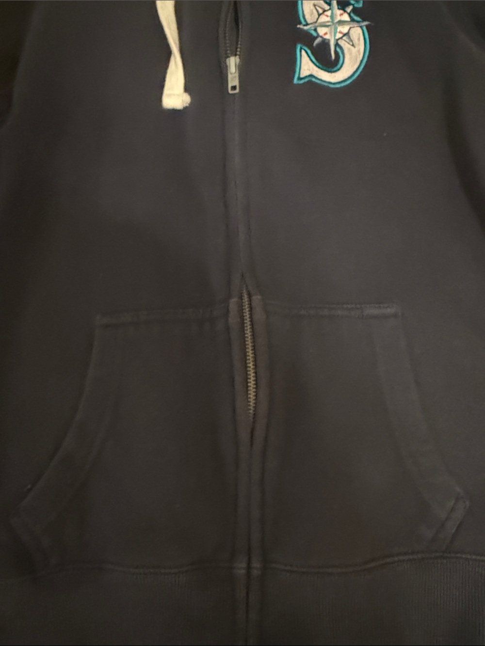 Seattle Mariners Zip Up Hoodie with Stitched Logo - Genuine Merchandise - Picture 5 of 6